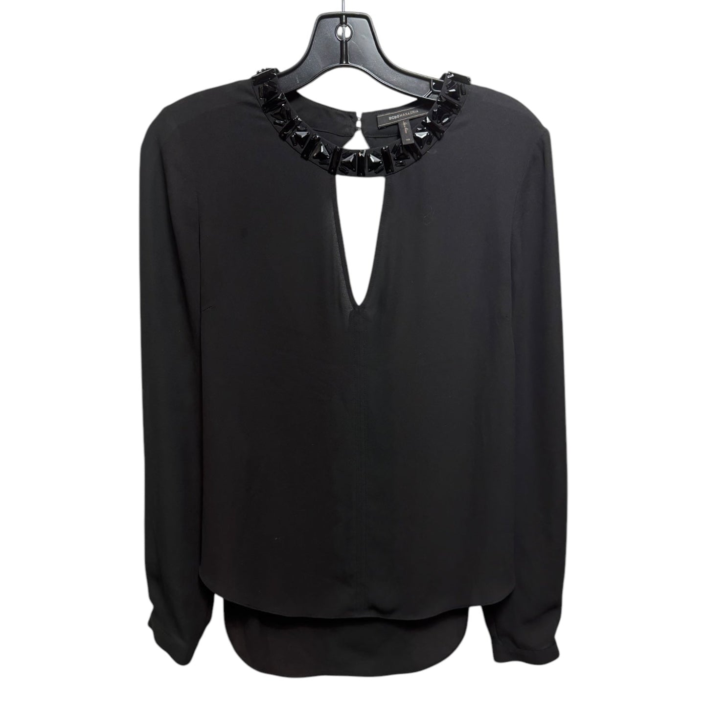 Jewel Collar Top Long Sleeve By Bcbg In Black, Size: Xs