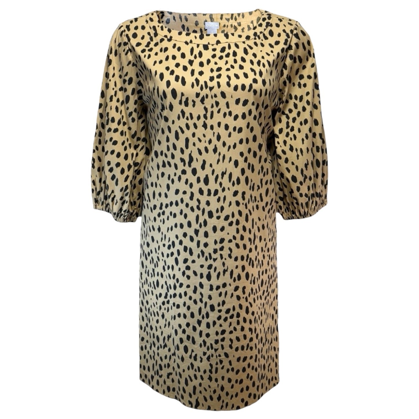 Poplin Poet-Sleeve Dress By Chicos In Leopard Print, Size: Xl