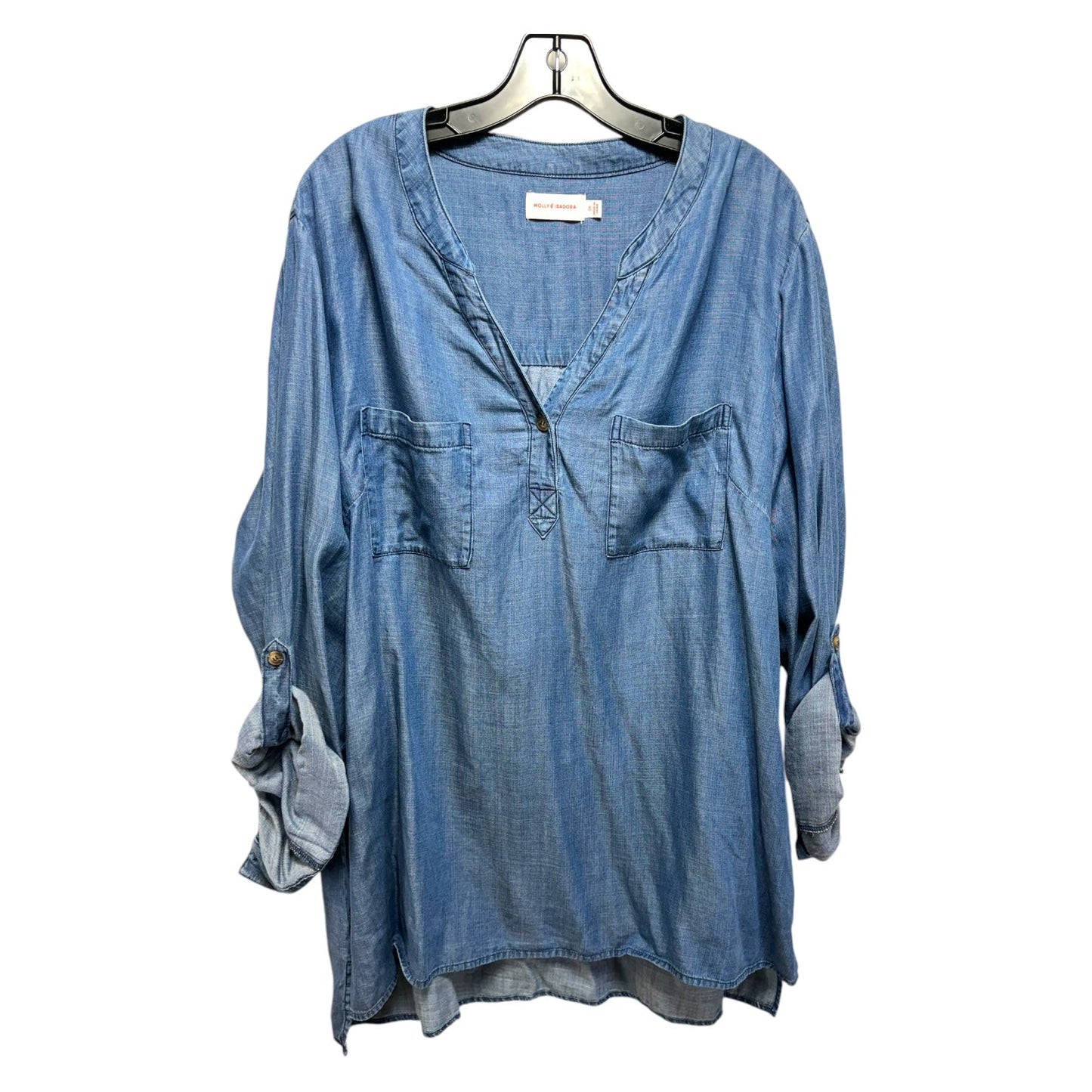 Tunic Long Sleeve By Molly and Isadora In Blue, Size: 2x