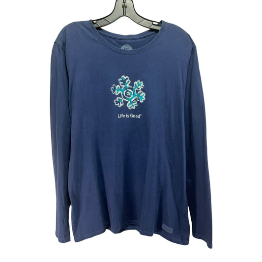 Snowflake Top Long Sleeve Basic By Life Is Good In Blue, Size: Xl