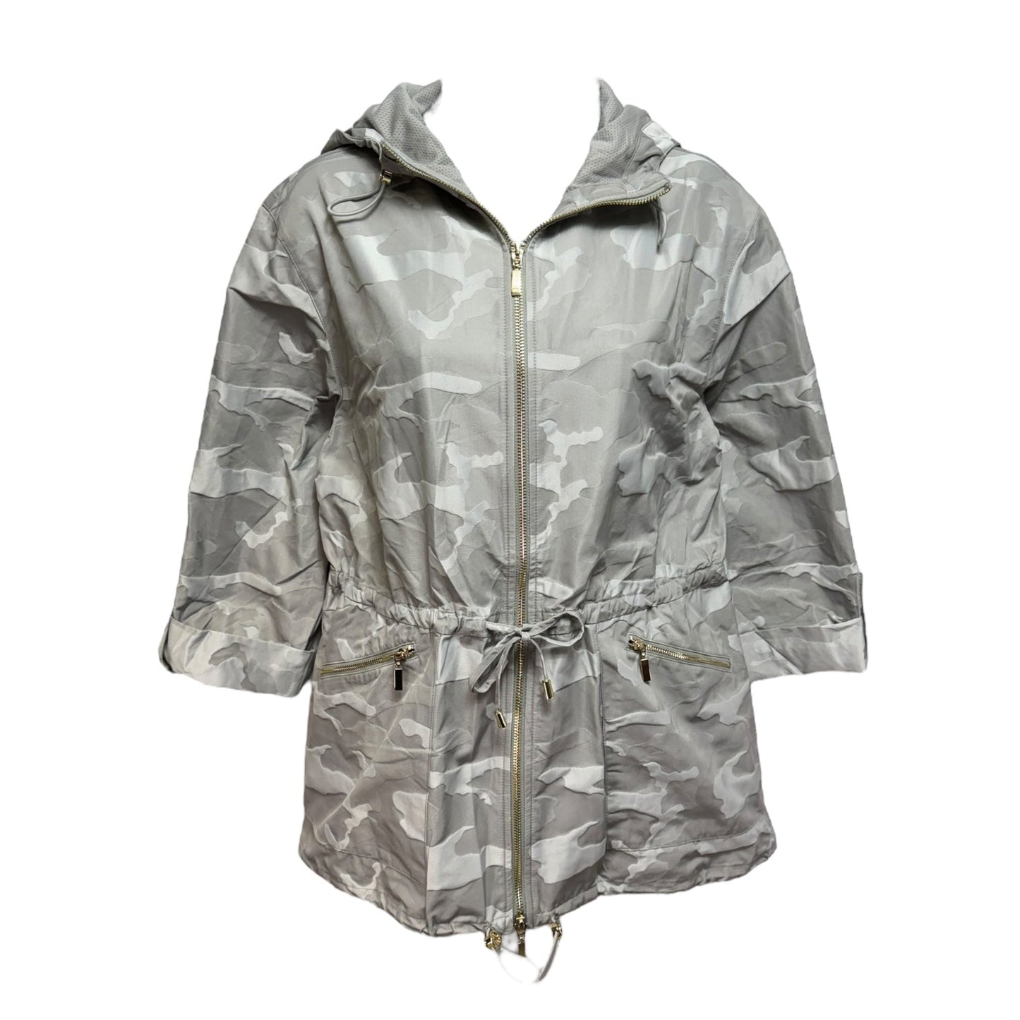 Jacket Windbreaker By Chicos In Camouflage Print, Size: S