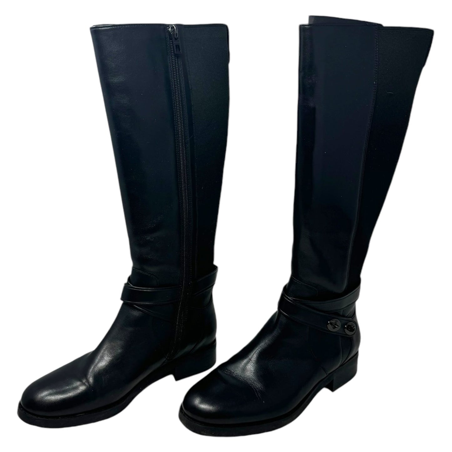 Essex Turnlock Riding Boots Designer By Coach In Black, Size: 7