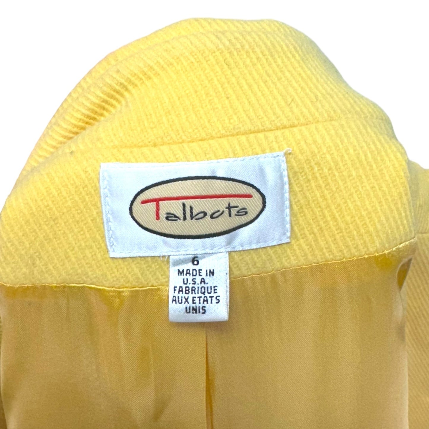 Coat Wool By Talbots In Yellow, Size: 6