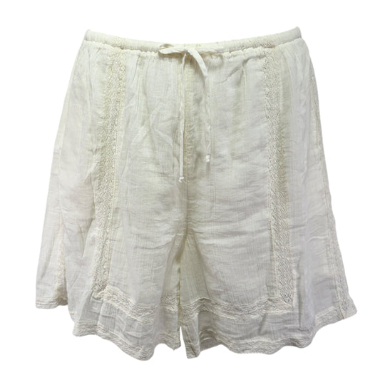 Lace Trim Drawstring Shorts By Free People In Cream, Size: S