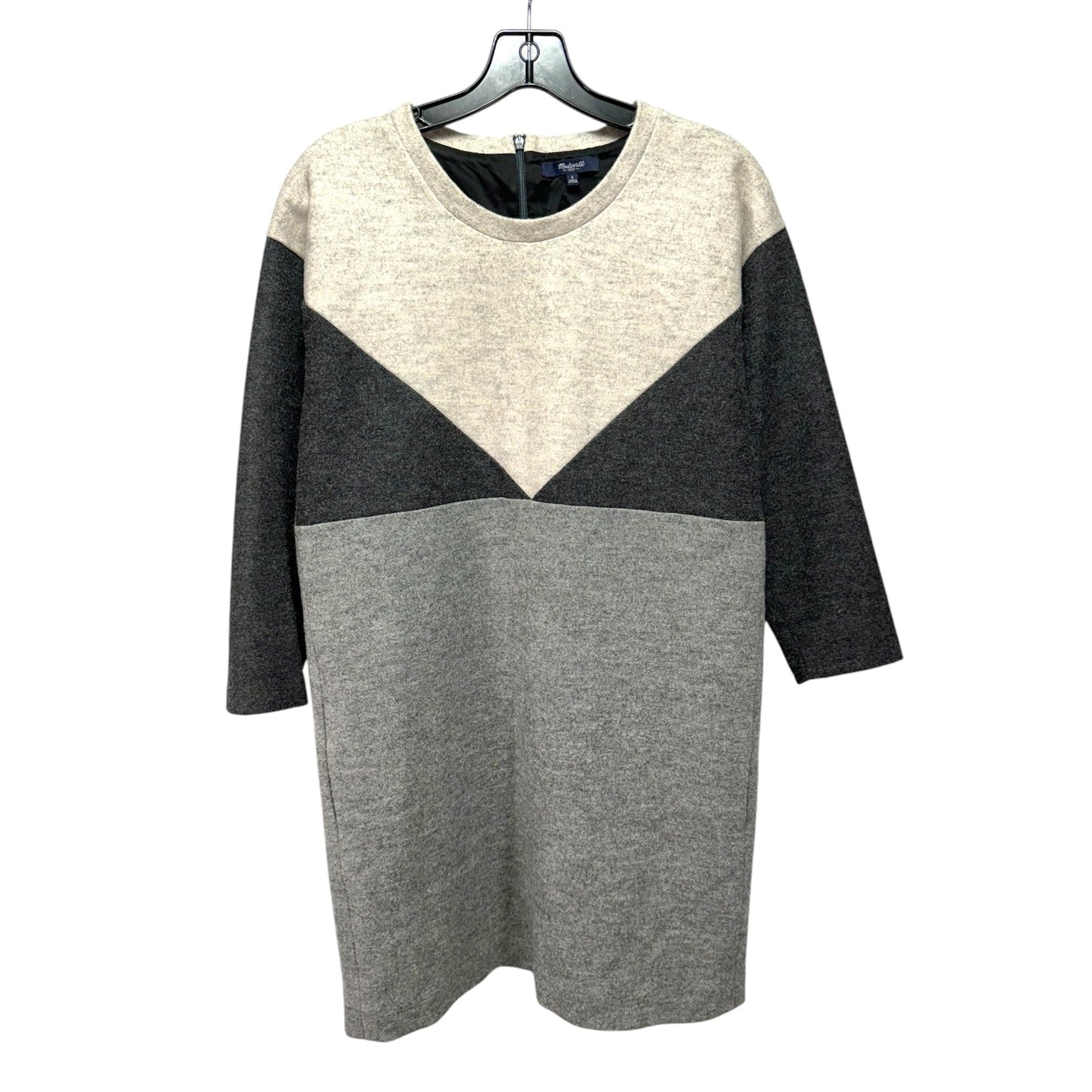 Geotilt Shift Dress In Wool Blend Colorblock By Madewell In Grey, Size: S