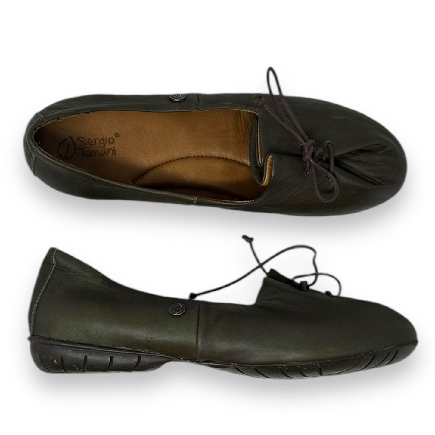 Tuka Leather Slip-On Shoes By Sergio Tomani In Green, Size: 9