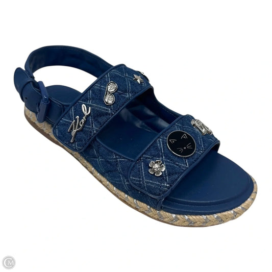 Charlay Denim Espadrille Sandals Designer By Karl Lagerfeld In Blue Denim, Size: 7