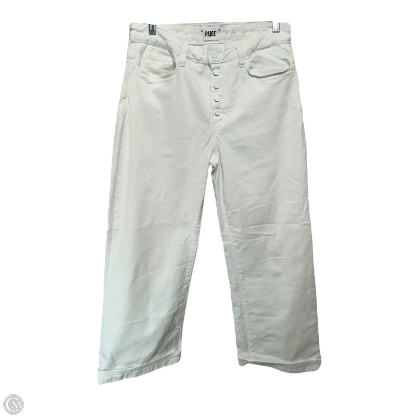 Leenah Ankle Exposed Button Fly Jeans By Paige In Crisp White Denim, Size: 8 (29)