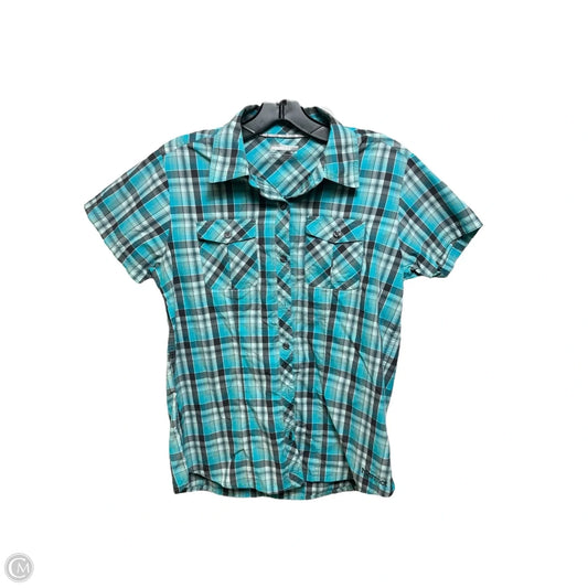 Top Short Sleeve By Marmot In Plaid Pattern, Size: M