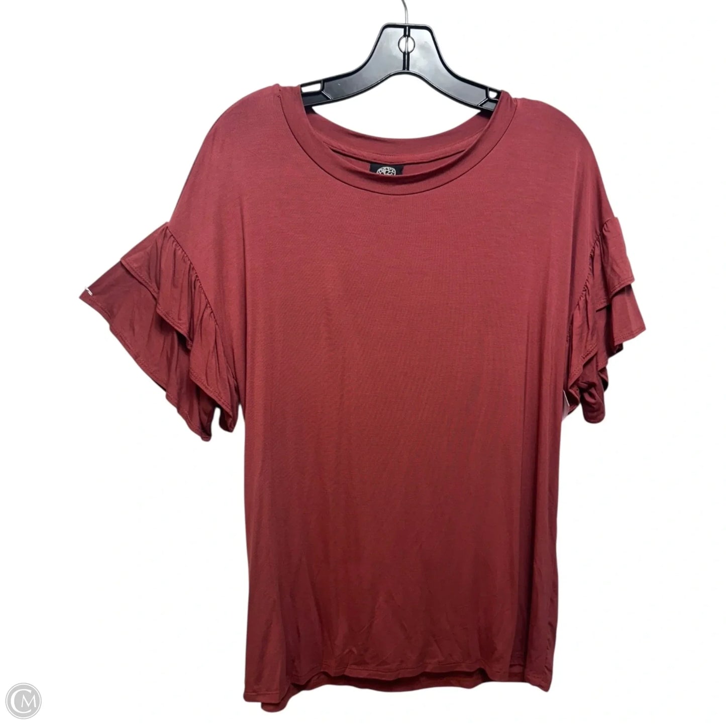 Top Short Sleeve By Bobeau In Brown, Size: Lp