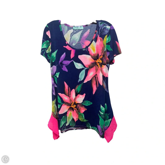 Top Short Sleeve By Chris And Carol In Floral Print, Size: L