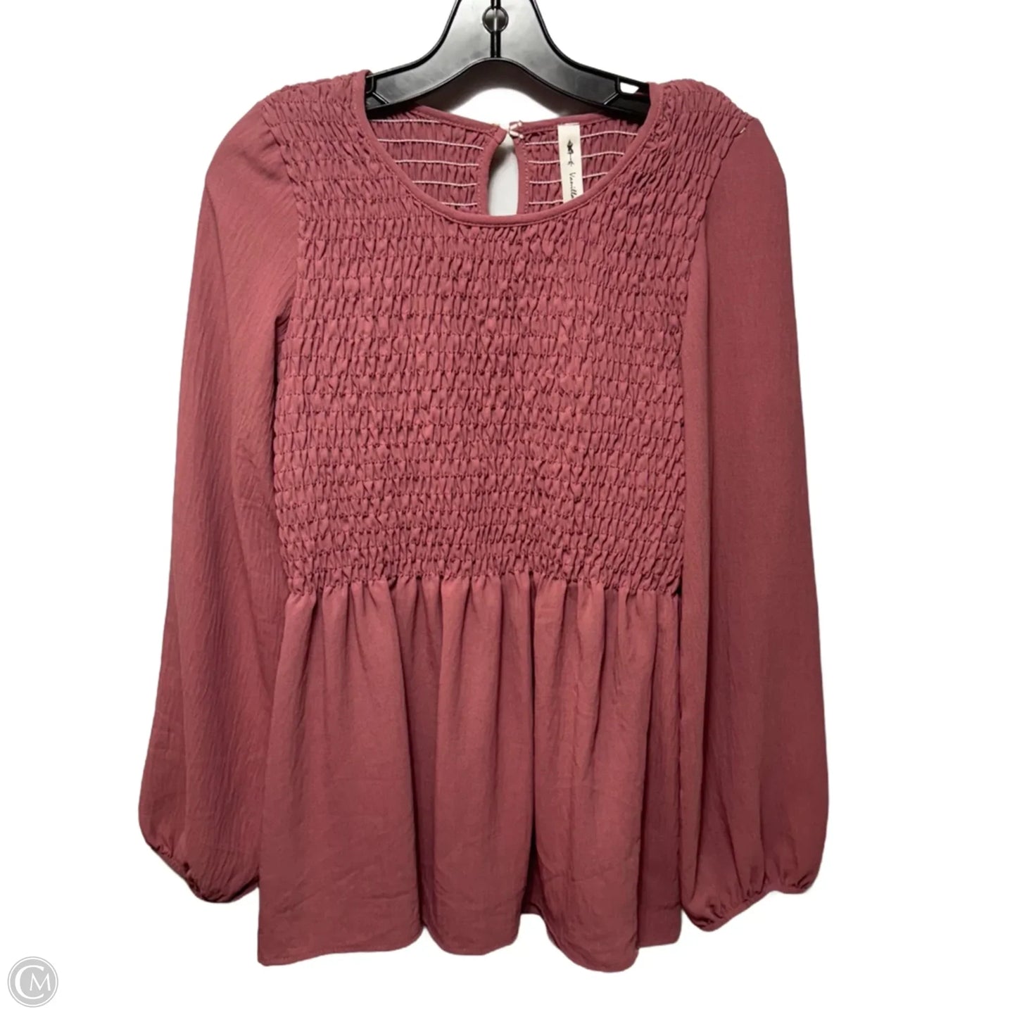 Smocked Top Long Sleeve By Vanilla Bay In Pink, Size: L