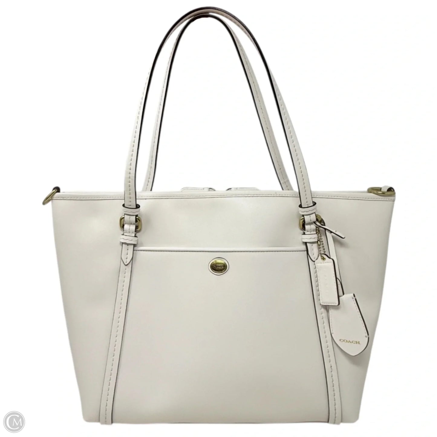 Peyton Leather Pocket Tote Designer By Coach, Size: Large