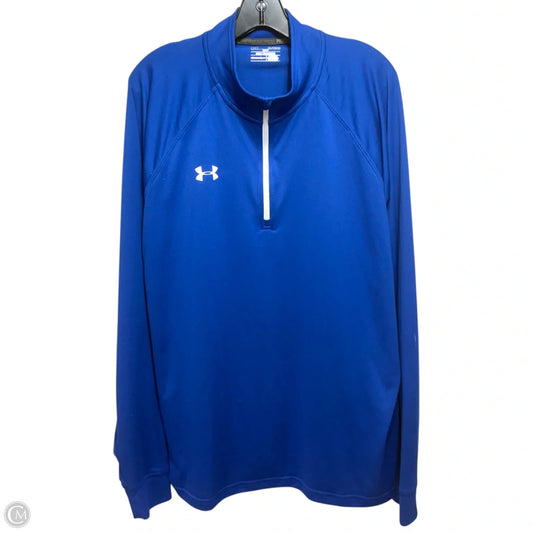 Athletic Top Long Sleeve Collar By Under Armour In Blue, Size: Xl