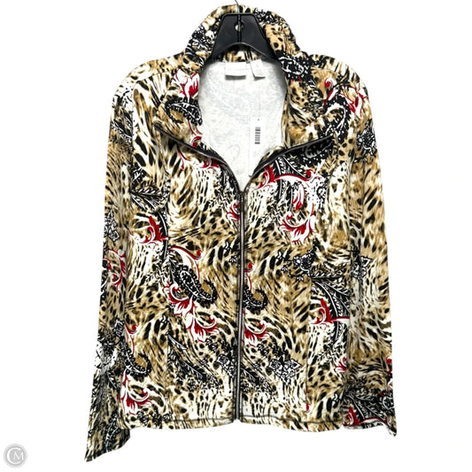 Zip Front Jacket By Chicos In Animal Cognac Rojo Red, Size: Xl