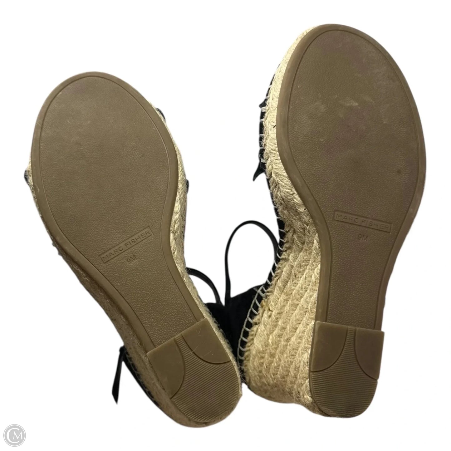 Kickoff Suede Espadrille Wedge Sandals By Marc Fisher In Black, Size: 9