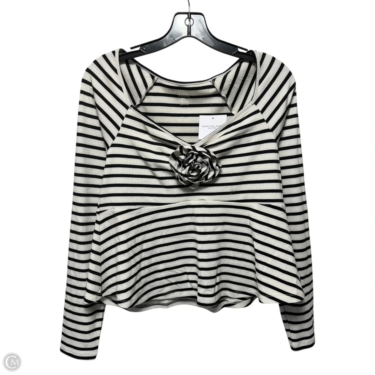 Rosette Top Long Sleeve By American Eagle In Striped Pattern, Size: L