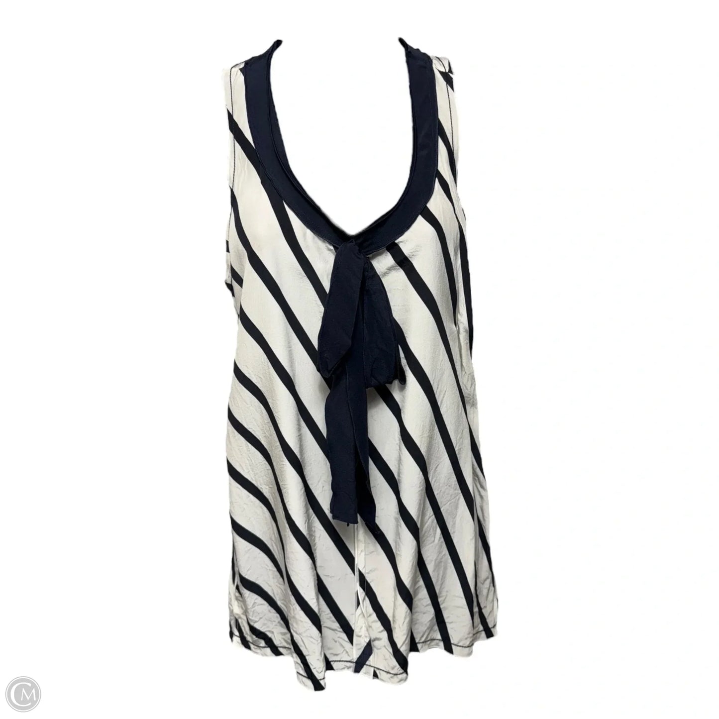 Silk Top Sleeveless Luxury Designer By Dolce And Gabbana In Striped Pattern, Size: M
