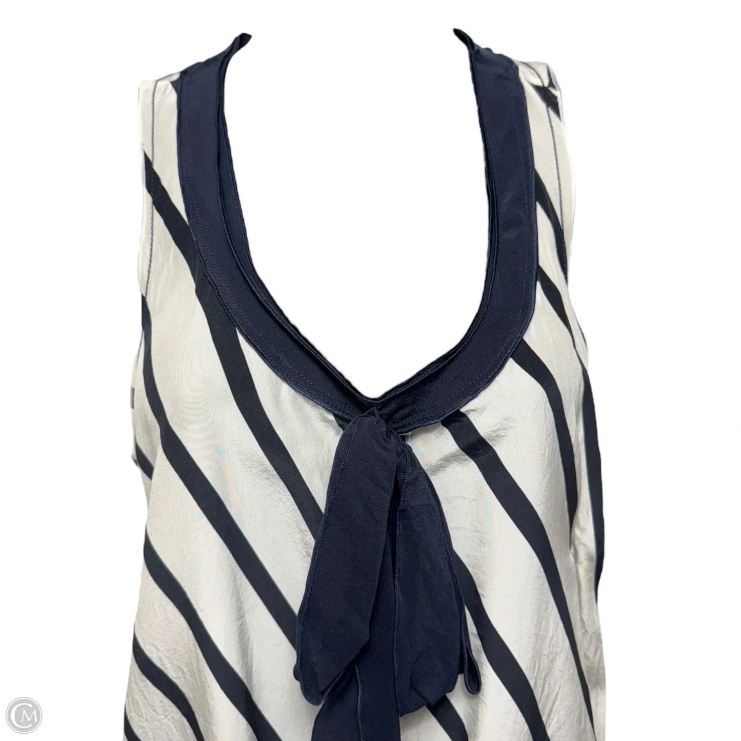 Silk Top Sleeveless Luxury Designer By Dolce And Gabbana In Striped Pattern, Size: M