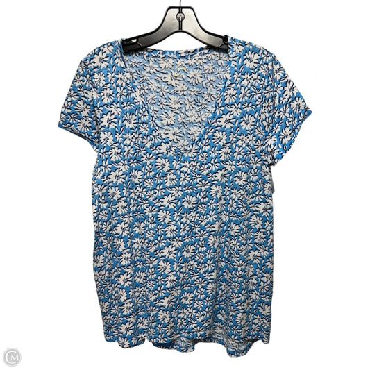 Etta V-Neck Top Designer By Lilly Pulitzer In Lunar Blue Palm Beach Petals, Size: L