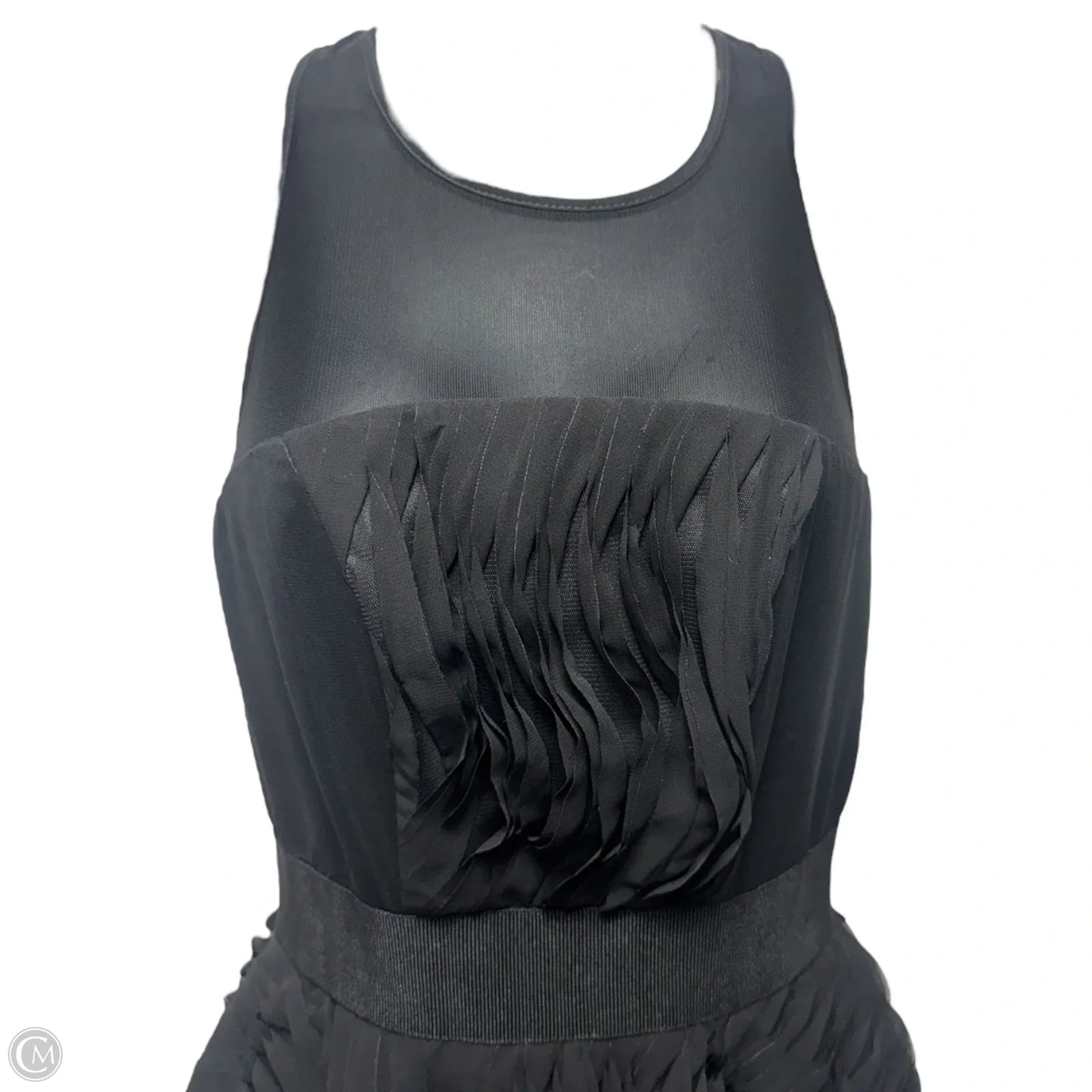 Plisse Twirl Illusion Cocktail Dress Designer By Milly In Black, Size: 0