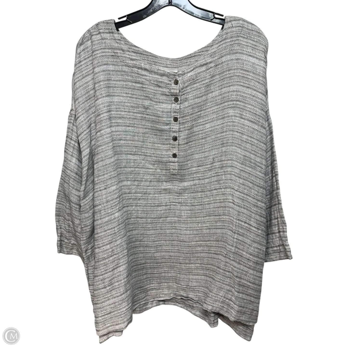 Linen Top 3/4 Sleeve By Pure Jill In Grey, Size: 2x