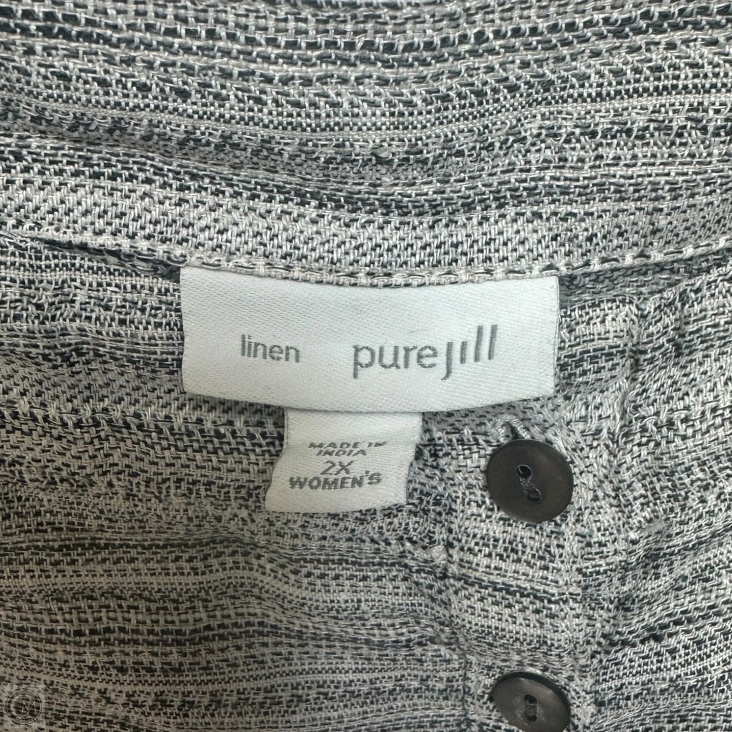 Linen Top 3/4 Sleeve By Pure Jill In Grey, Size: 2x