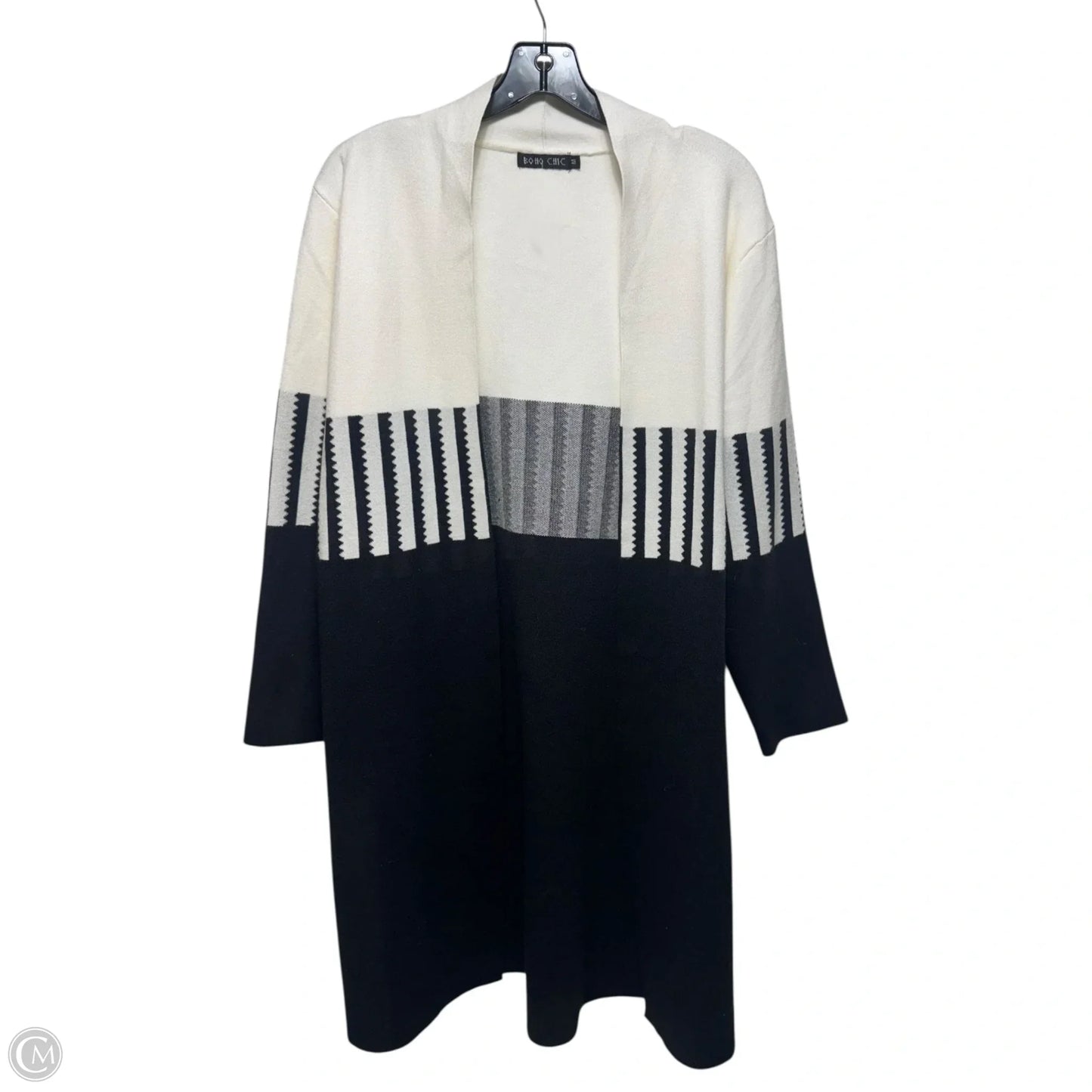 Sweater Cardigan By Boho Chic In Black & White, Size: M