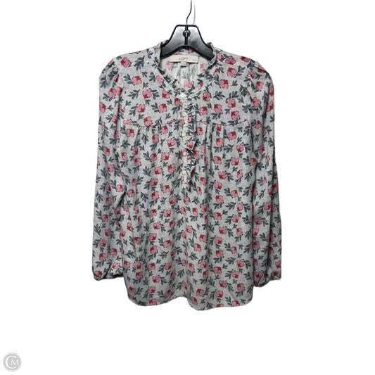 Top Long Sleeve By Loft In Floral Print, Size: M Petite