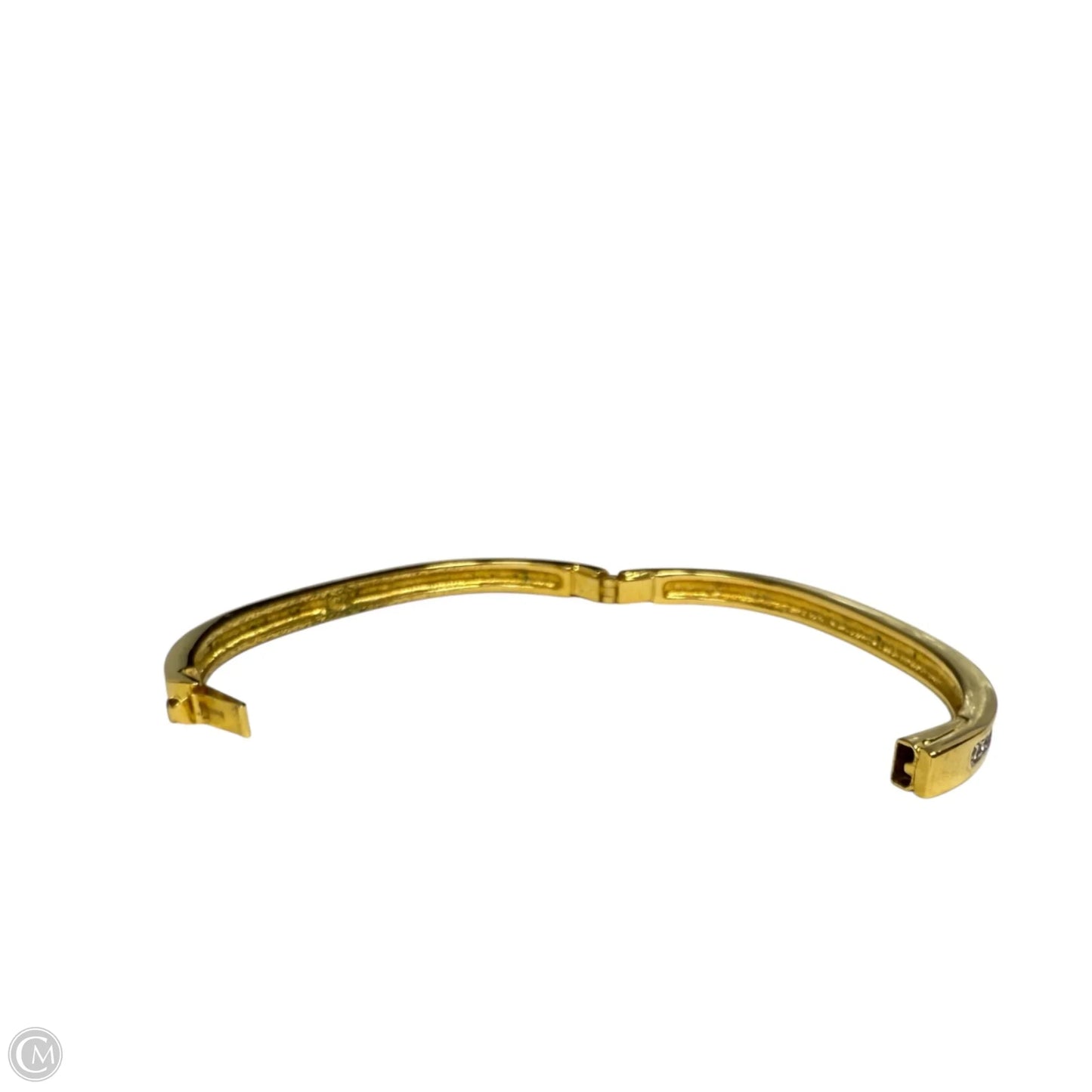 Crystal & Gold Tone Hinged Bangle Bracelet By Swarovski