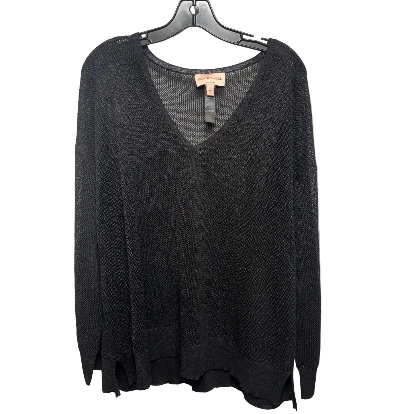 Open Knit Sweater By Chicos In Black, Size: Xl