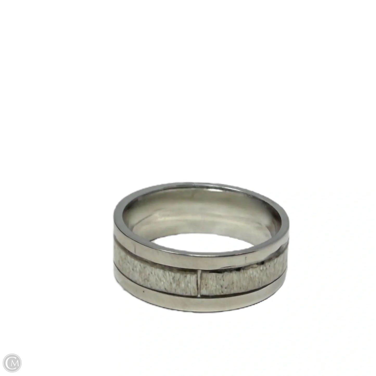 Solid White Tail Antler Inlay Band Ring, Size: 10