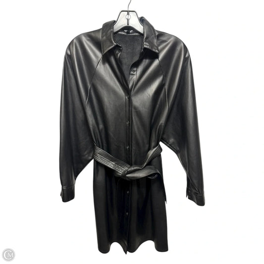 Faux Leather Belted Dress Casual Short By Express In Black, Size: Xs