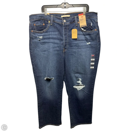 Ribcage Ankle Jeans Straight By Levis In Blue Denim, Size: 20