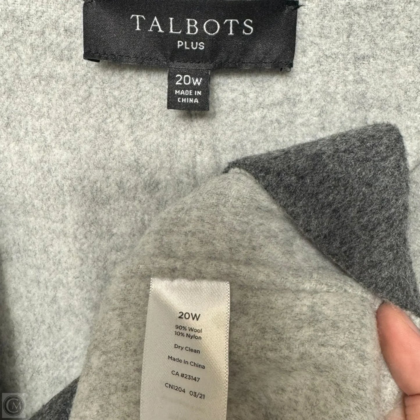 Coat Wool By Talbots In Grey, Size: 20