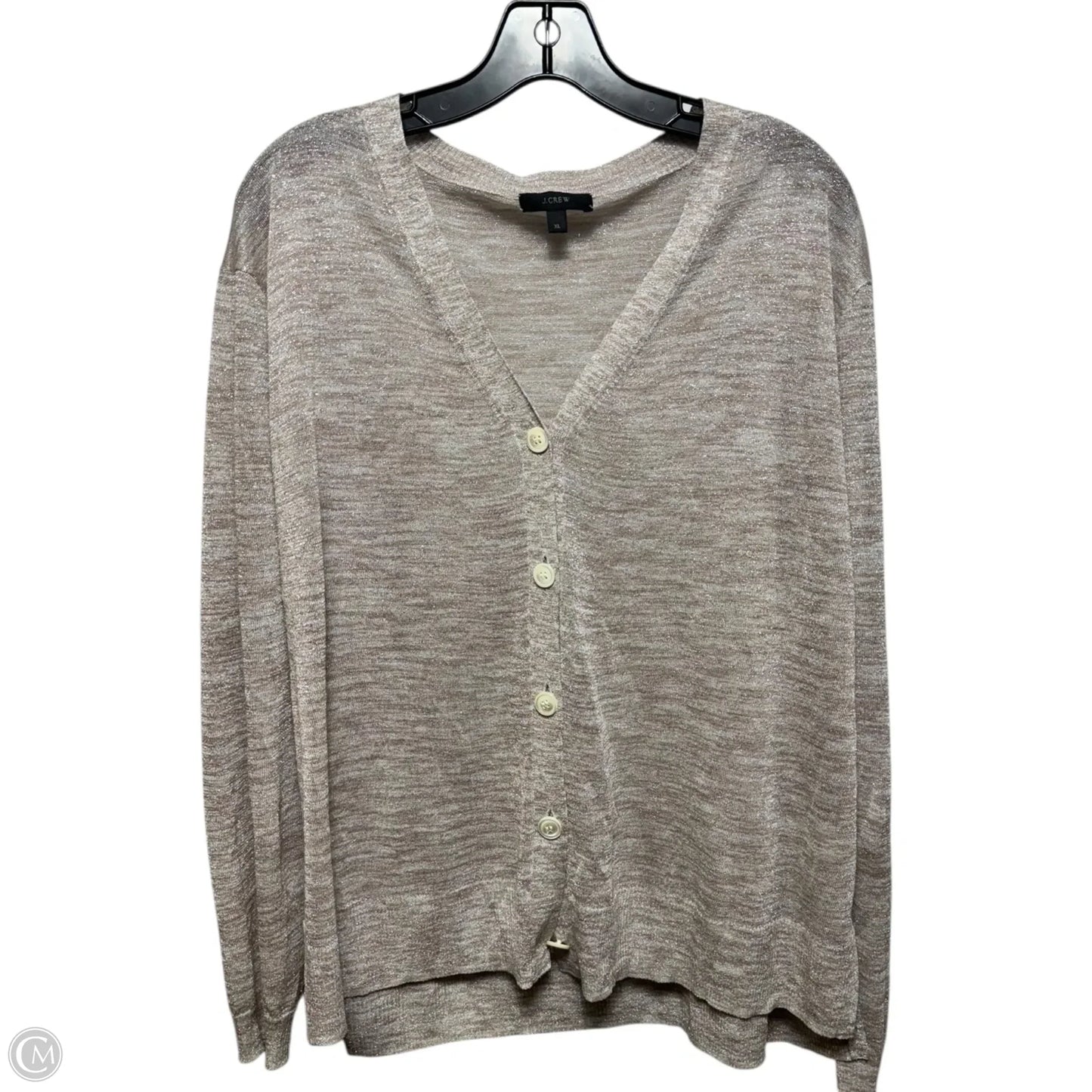 Lightweight Sheer Metallic Cardigan Sweater By J. Crew In Silver, Size: XL