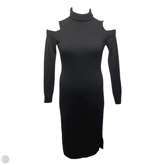 Cashmere Turtleneck Cold Shoulder Sweater Midi Dress By Autumn Cashmere In Black, Size: S