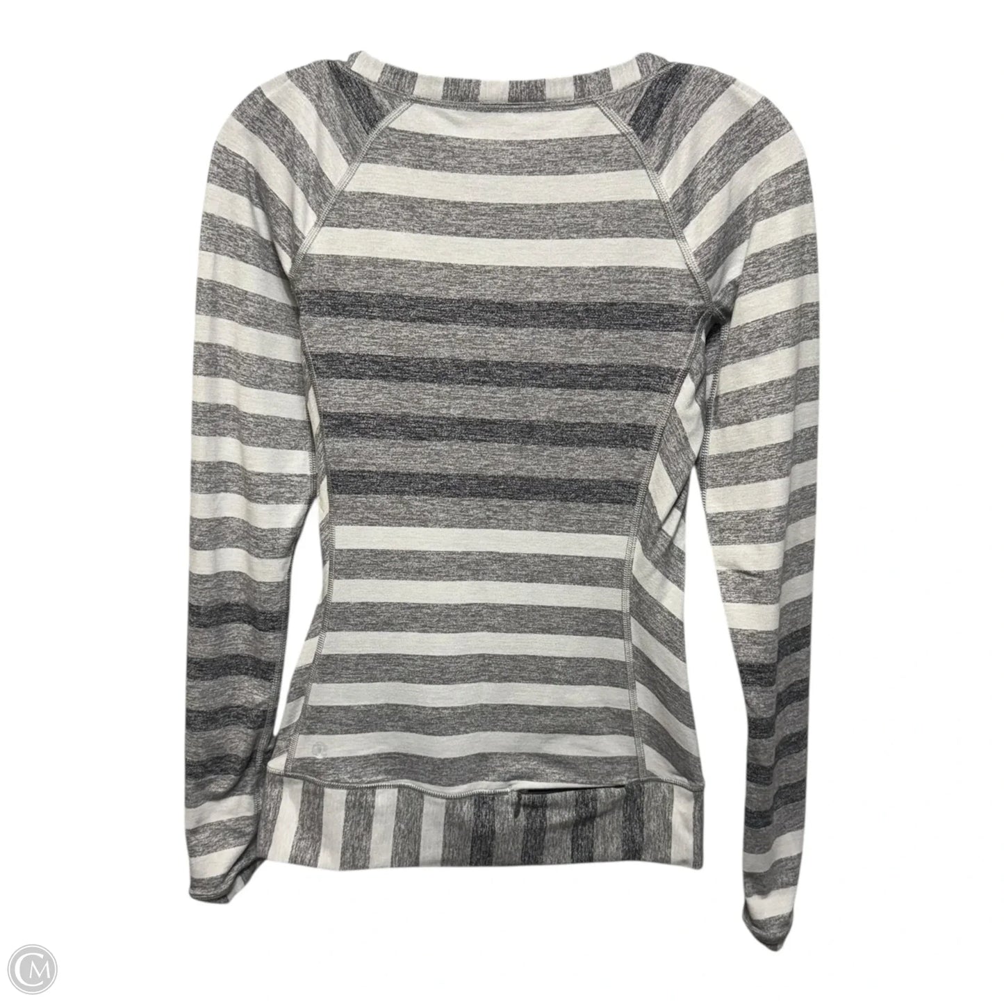 Lululemon Race Your Pace Long Sleeve By Lululemon In Marshmallow Stripe Heathered Slate, Size: 4