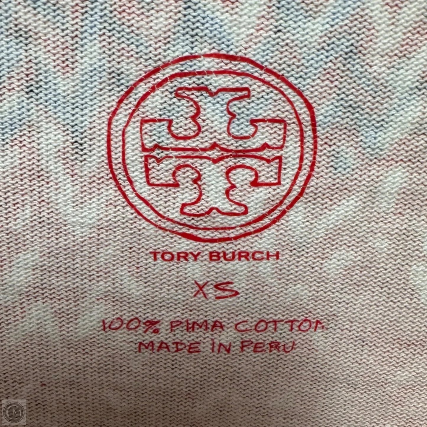 Knit Print Pima Cotton Shift Dress Designer By Tory Burch In Blue & Red, Size: XS