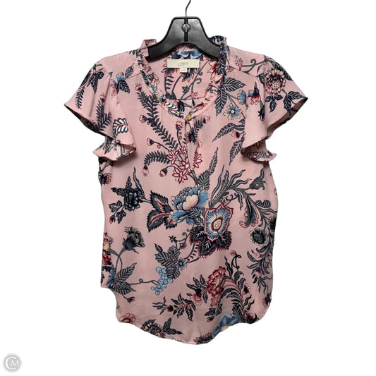 Top Short Sleeve By Loft In Floral Print, Size: Xs