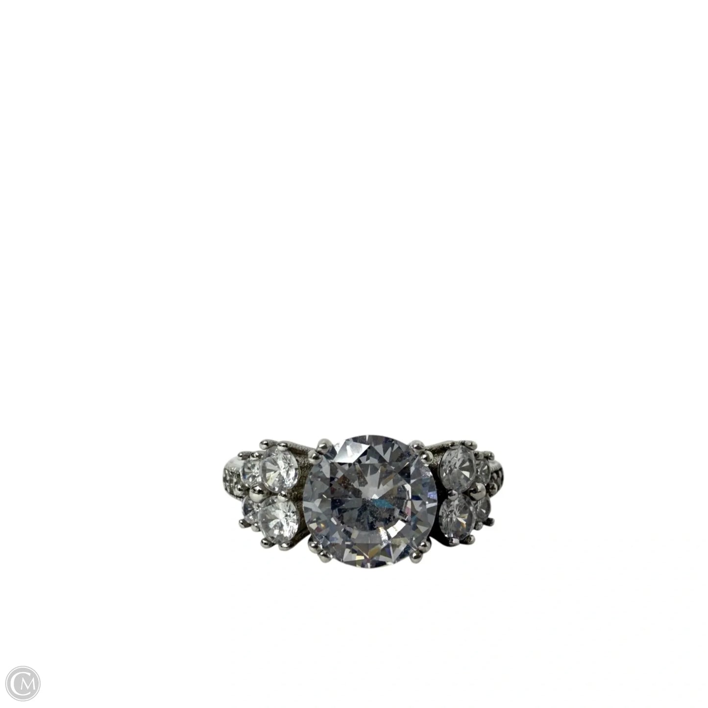Sterling Silver & CZ Engagement Ring, Size: 8.5