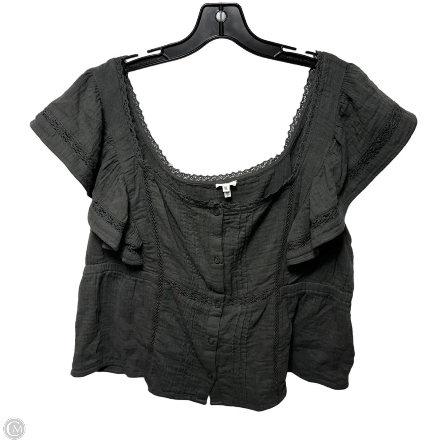Top Short Sleeve By Aerie In Grey, Size: XXL