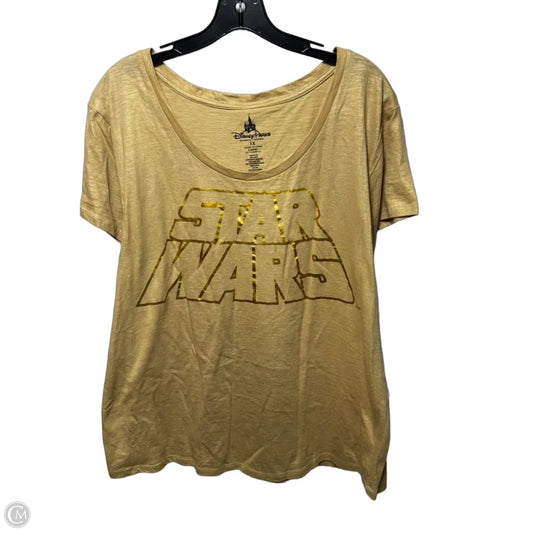 “Star Wars” Top Short Sleeve By Disney In Gold, Size: 1x