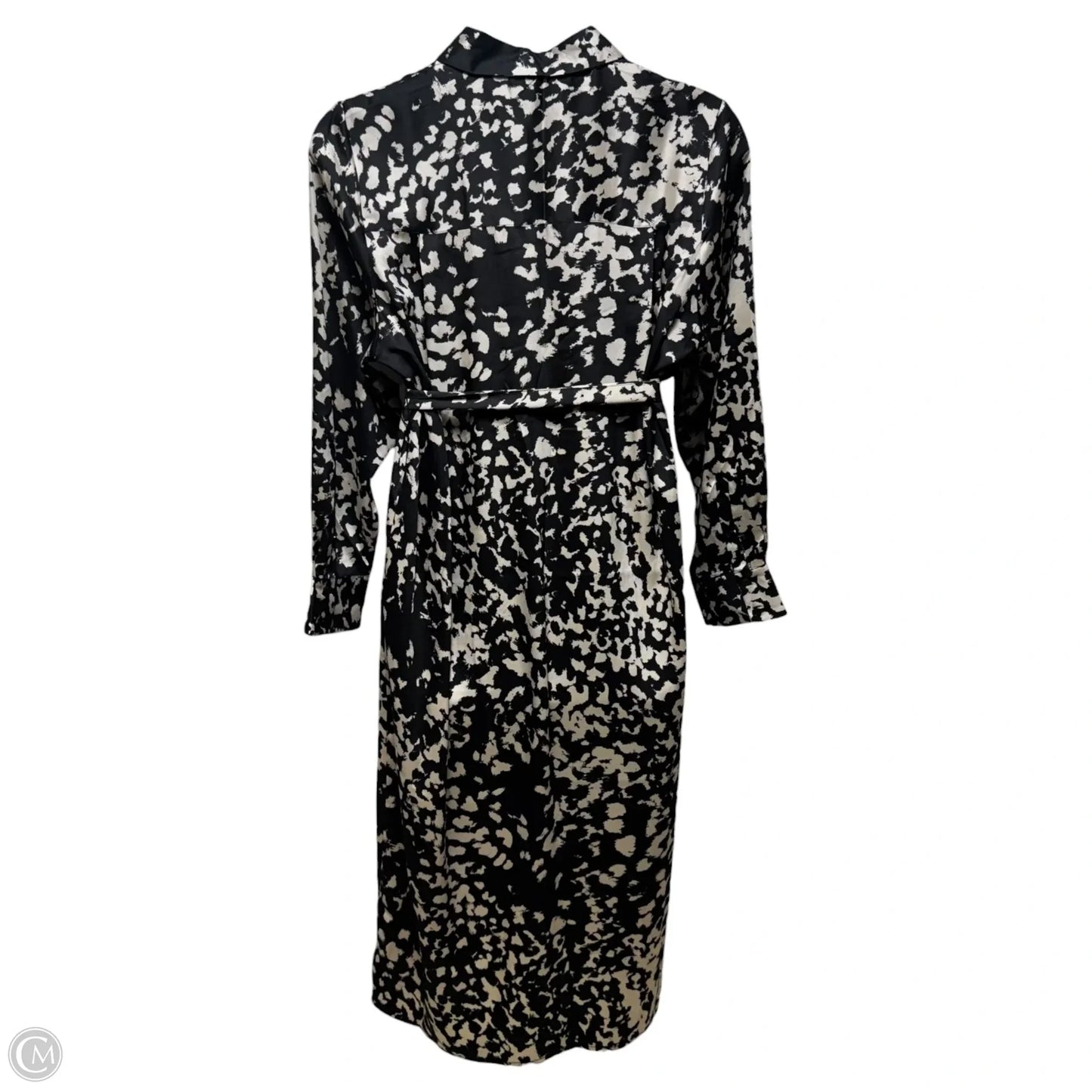 Tie-Waist Midi Shirtdress By Banana Republic In Black & Cream, Size: XL