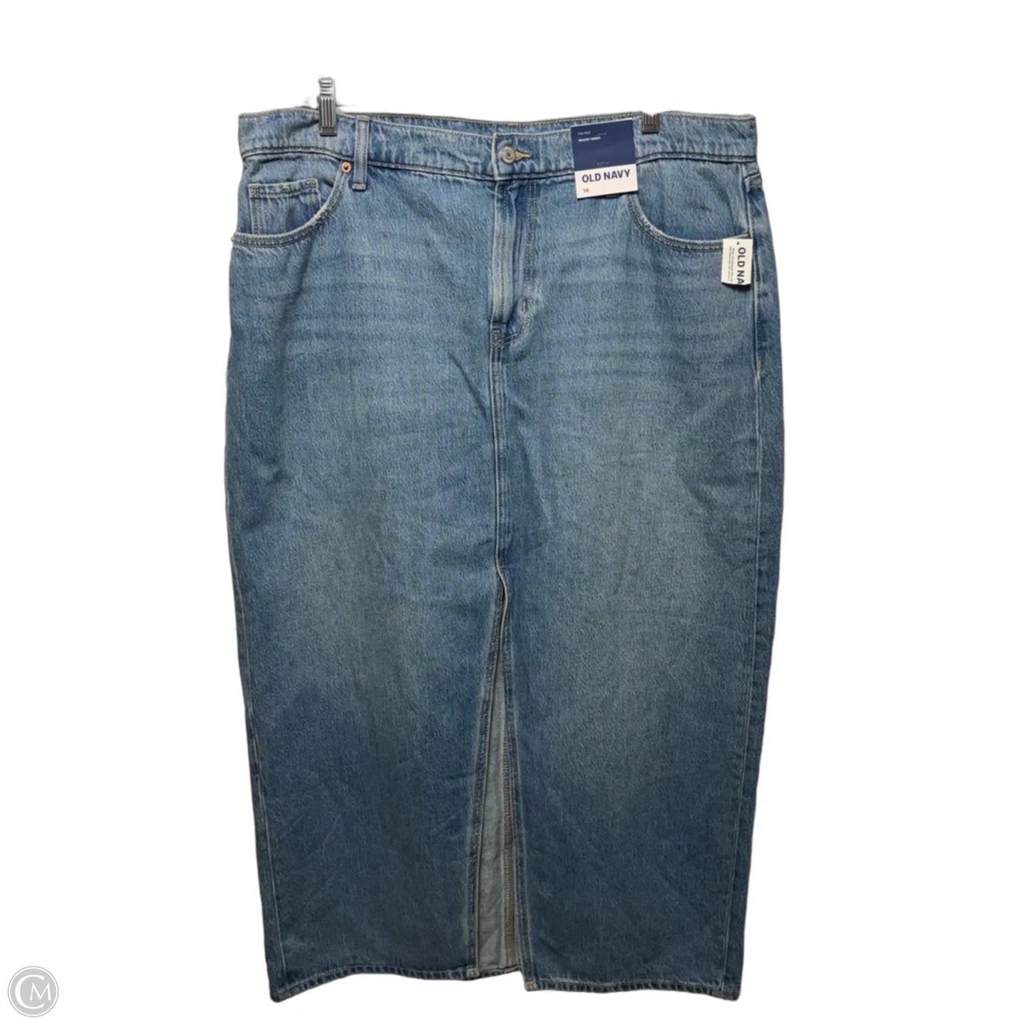 Front Slit Midi Skirt By Old Navy In Blue Denim, Size: 14
