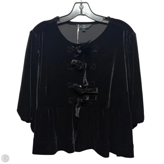 Top Short Sleeve By Velvet In Black, Size: L