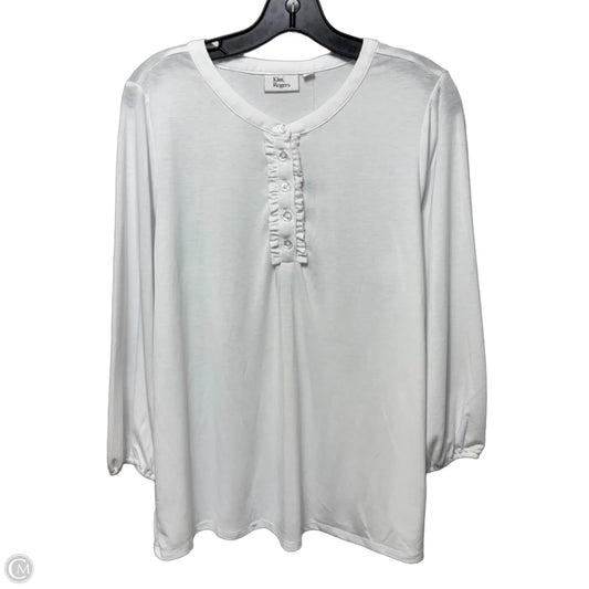 Top Long Sleeve By Kim Rogers In White, Size: L