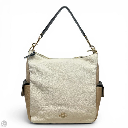Pennie Leather Shoulder Bag In Colorblock Pebbled Leather Designer By Coach, Size: Large