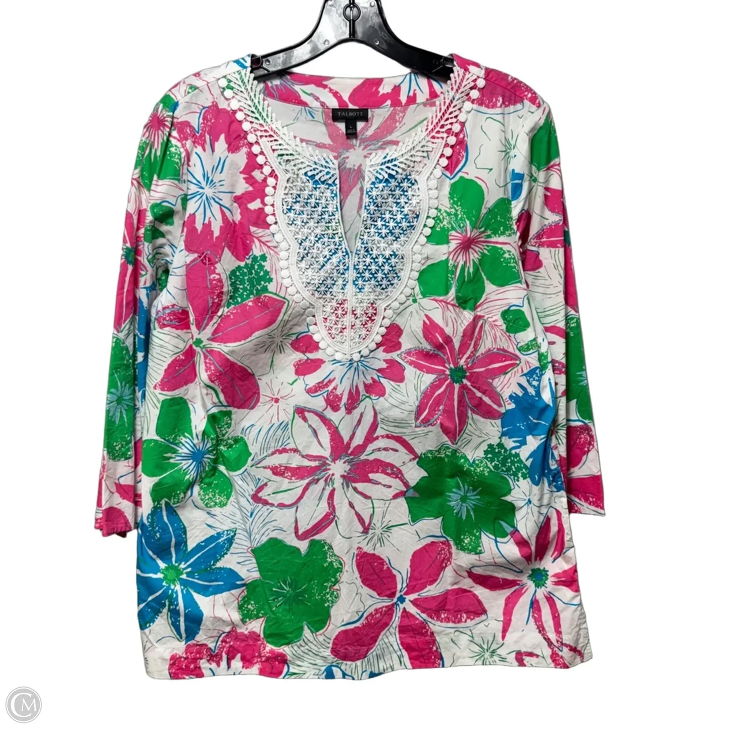 Top Long Sleeve By Talbots In Floral Print, Size: L