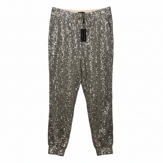 Sequin Joggers Pants Dress By Cable And Gauge In Silver, Size: XL